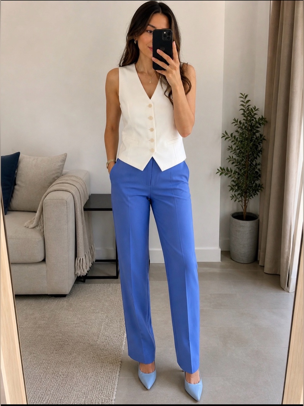 Apt. 9 Torie Straight Dress Pants Women Blue Office Career Stretch Slacks.👖